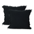 Set of Two 20" Black Cotton Throw Pillows with Fringe