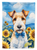 Fox Terrier in Sunflowers Garden Flag