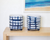 Set of Two Cobalt And White Ceramic 2 Ounce Round Footed Pot Planters