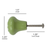 Set of Six Green Embossed Ceramic Drawer Pull Knobs