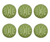 Set of Six Green Embossed Ceramic Drawer Pull Knobs