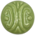 Set of Six Green Embossed Ceramic Drawer Pull Knobs