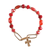 Bracelet Red Multi Bead With Cross