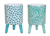 Set of Two Aqua Teal And White Ceramic 2 Ounce Round Raised Pot Planters