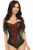 Lavish Wet Look Overbust Corset with Lace Overlay