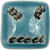 Set of Six Distressed Teal Ceramic Square Drawer Pull Knobs