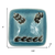 Set of Six Distressed Teal Ceramic Square Drawer Pull Knobs