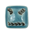 Set of Six Distressed Teal Ceramic Square Drawer Pull Knobs