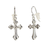 Earrings Silver Pl Flare Cross W/Crystal