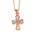 Rose Plated Mother Of Pearl Flare Cross Necklace