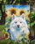 American Eskimo in Sunflowers Garden Flag