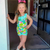 AnnLoren Little & Big Girls Pink Flamingo Palm Tree Kids Shorts Jumpsuit