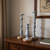 Set of Three Gray Distressed Wood Tabletop Pillar Candle Holders