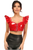 Lavish Red Patent Underwire Bustier Top w/Removable Ruffle Sleeves