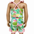 AnnLoren Little & Big Girls Pink Flamingo Palm Tree Kids Shorts Jumpsuit