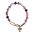 Bracelet Purple Multi Bead With Cross