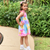 AnnLoren Big Little Girls Pastel Tie Dye Smocked Summer Swing Dress