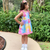 AnnLoren Big Little Girls Pastel Tie Dye Smocked Summer Swing Dress