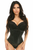 Lavish Wet Look Under Bust Corset Black with Lace Overlay