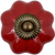 Set of Six Red Flower Shape Ceramic Drawer Pull Knobs