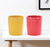 Set of Two Pink And Yellow Ceramic Rectangular Cachepots