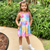AnnLoren Big Little Girls Pastel Tie Dye Smocked Summer Swing Dress