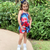 AnnLoren Big Little Girls Shorts Jumpsuit Summer One Piece Outfit
