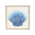 Blue and White Distressed Metal Sea Shell Brown Frame Wall Art