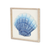 Blue and White Distressed Metal Sea Shell Brown Frame Wall Art
