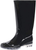 Roxoni Womens Black Rubber Rain Boots 16" Mid Calf Waterproof and Clear Sole