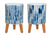 Set of Two Blue Terra Cotta And White Ceramic 2 Ounce Round Raised Pot Planters