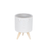 Set of Three White Porcelain 1 Ounce Round Funny Face Pot Planters With Stands