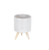 Set of Three White Porcelain 1 Ounce Round Funny Face Pot Planters With Stands