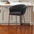 26" Black and Bronze Shearling and Steel Counter Height Bar Chair