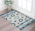 3' X 5' Sky Blue Gray And Black Wool Tribal Flatweave Handmade Area Rug With Fringe