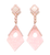 Pink Rose Quartz & White Jade Dangle Earrings, 925 Sterling Silver, Rose Gold