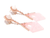 Pink Rose Quartz & White Jade Dangle Earrings, 925 Sterling Silver, Rose Gold