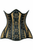 Top Drawer Faux Leather & Colored Brocade Steel Boned Under Bust Corset