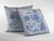 18” Blue White Wildflower Zippered Suede Throw Pillow