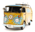 8" Blue and Yellow Metal c1967 Volkswagen Hand Painted Decorative Bus