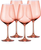Set of Four Coral Crystal Balloon Bowl Stemmed Red Wine Glass