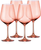 Set of Four Coral Crystal Balloon Bowl Stemmed Red Wine Glass