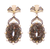Fledspar & White Jade Oval Shape Dangle Earrings, 925 Sterling Silver, Yellow Gold