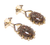 Fledspar & White Jade Oval Shape Dangle Earrings, 925 Sterling Silver, Yellow Gold