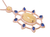 Peach Agate, Sapphire Statement  Necklace, 925 Sterling Silver, Rose Gold