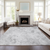 3' X 5' Gray Charcoal And Silver Floral Washable Indoor Outdoor Area Rug