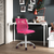 Pink and White Adjustable Height Swivel Rolling Office Chair