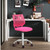 Pink and White Adjustable Height Swivel Rolling Office Chair