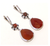 Red Agate and Red Jasper Drop Dangle Earrings, 925 Sterling Silver, Platinum Embraced