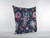 18" Navy Pink Peacock Zippered Suede Throw Pillow